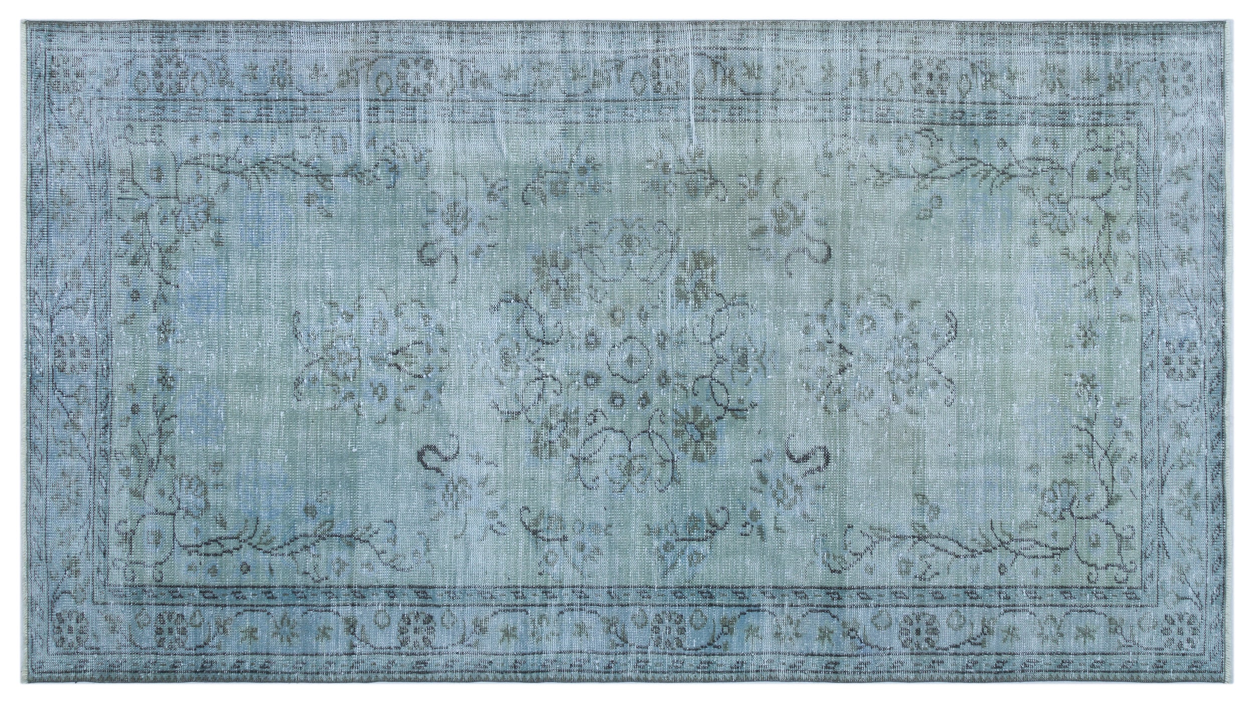 Blue Over Dyed Vintage Rug 4'9'' x 8'8'' ft 146 x 265 cm