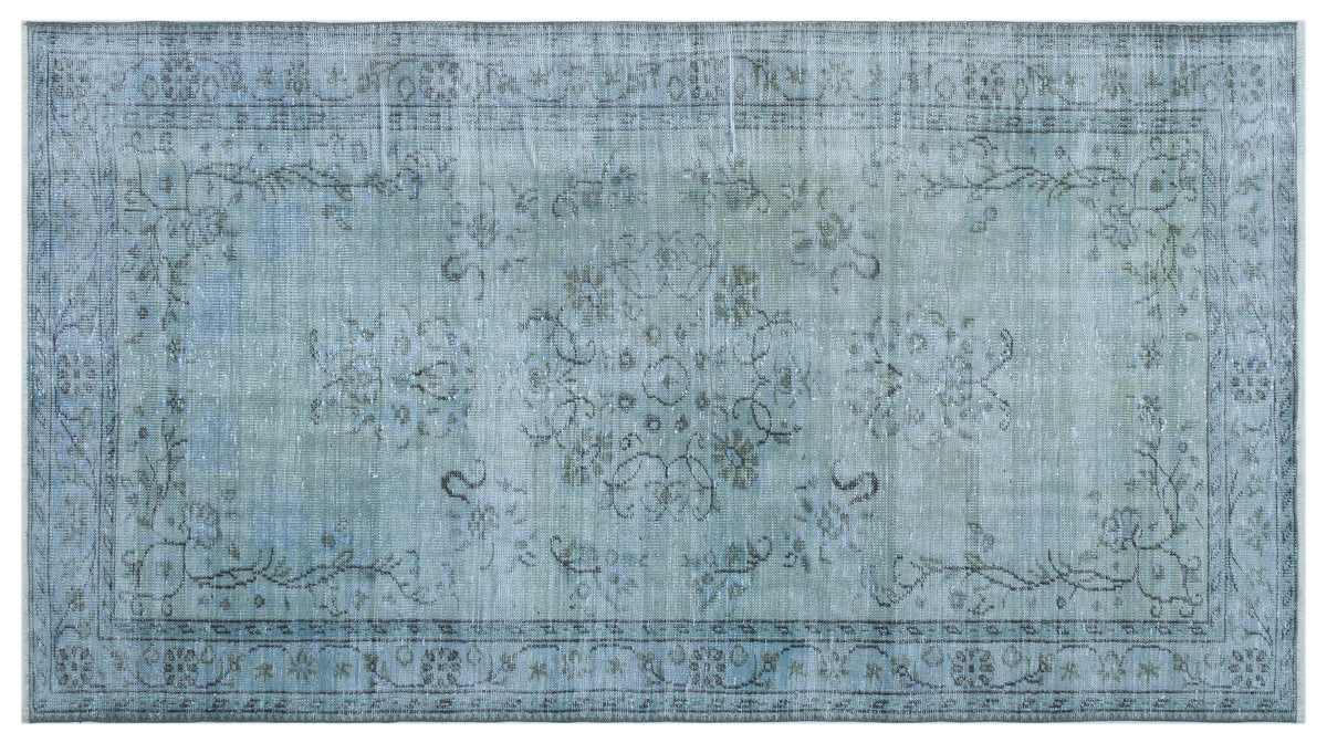 Blue Over Dyed Vintage Rug 4&#39;9&#39;&#39; x 8&#39;8&#39;&#39; ft 146 x 265 cm