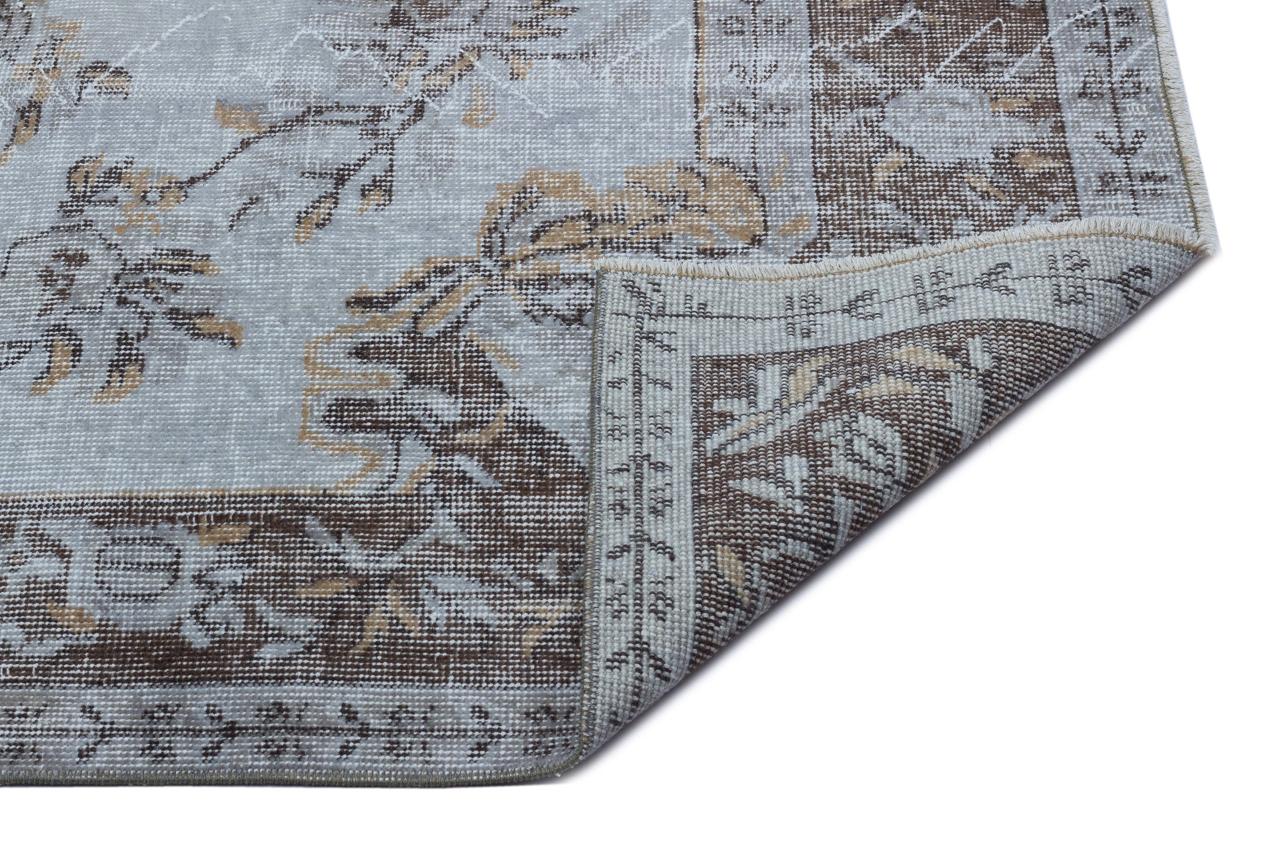 Blue Over Dyed Vintage Rug 5'8'' x 9'6'' ft 172 x 290 cm