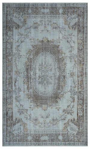 Blue Over Dyed Vintage Rug 5'8'' x 9'6'' ft 172 x 290 cm