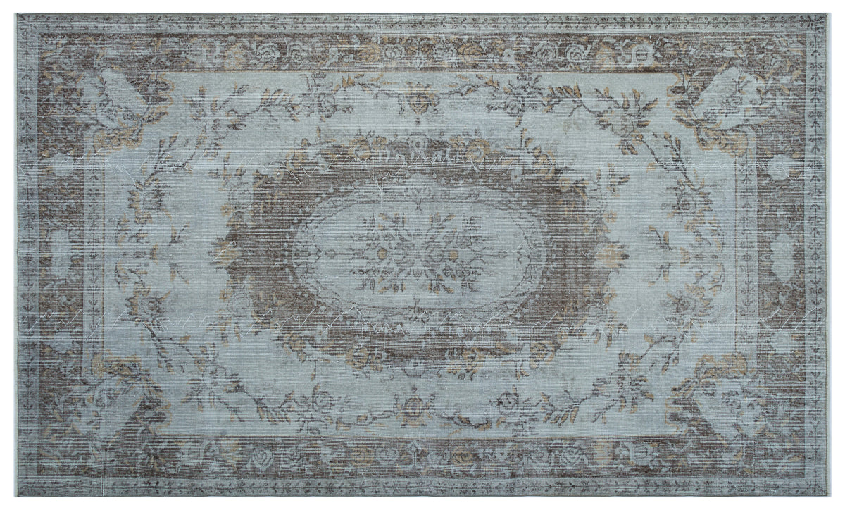 Blue Over Dyed Vintage Rug 5&#39;8&#39;&#39; x 9&#39;6&#39;&#39; ft 172 x 290 cm