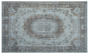 Blue Over Dyed Vintage Rug 5'8'' x 9'6'' ft 172 x 290 cm