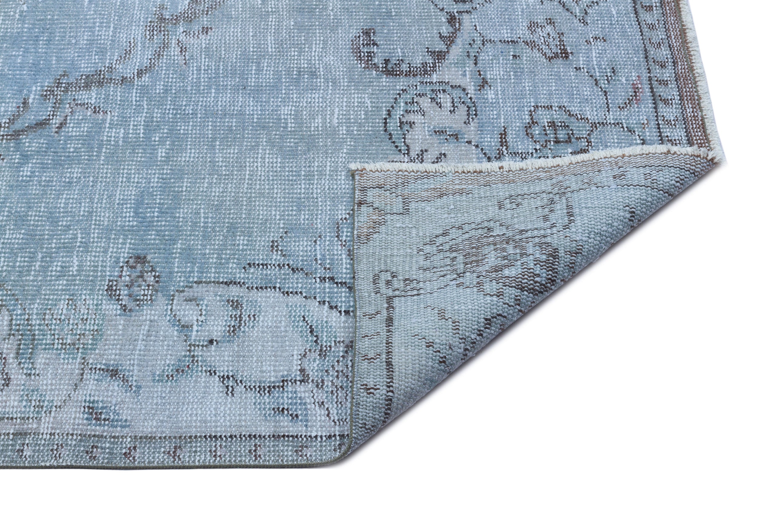 Blue Over Dyed Vintage Rug 4'11'' x 8'12'' ft 150 x 274 cm