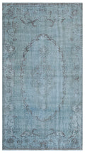 Blue Over Dyed Vintage Rug 4'11'' x 8'12'' ft 150 x 274 cm