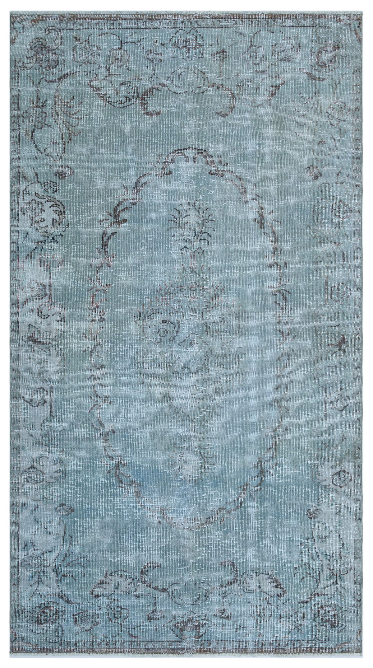 Blue Over Dyed Vintage Rug 4&#39;11&#39;&#39; x 8&#39;12&#39;&#39; ft 150 x 274 cm