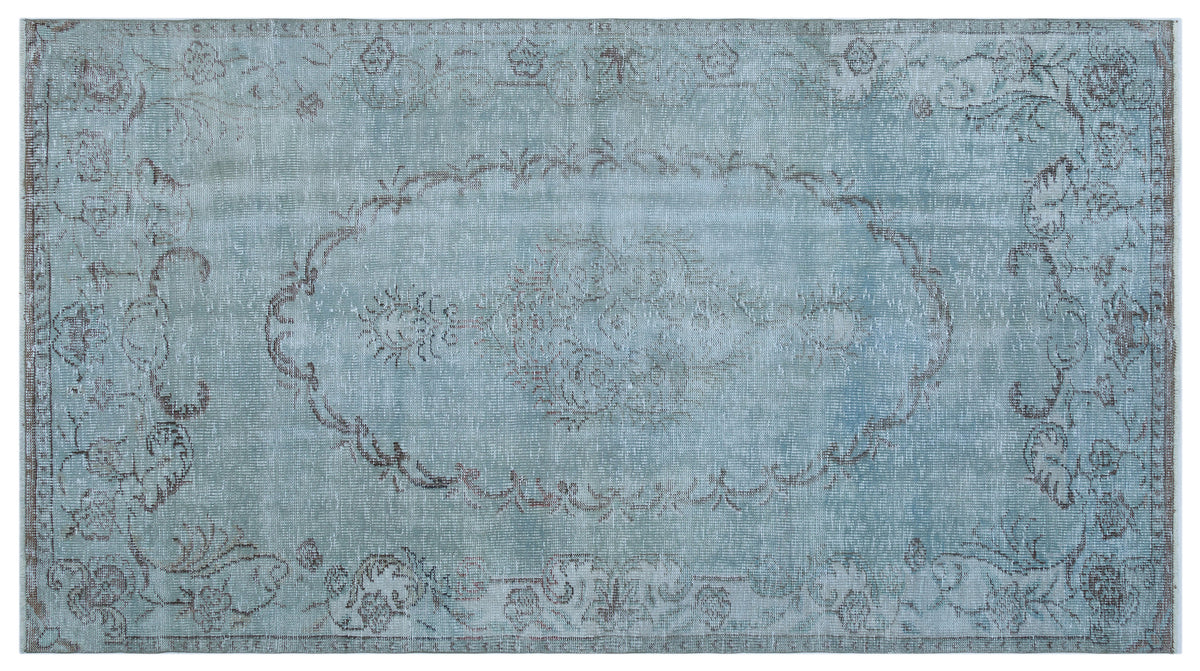 Blue Over Dyed Vintage Rug 4&#39;11&#39;&#39; x 8&#39;12&#39;&#39; ft 150 x 274 cm
