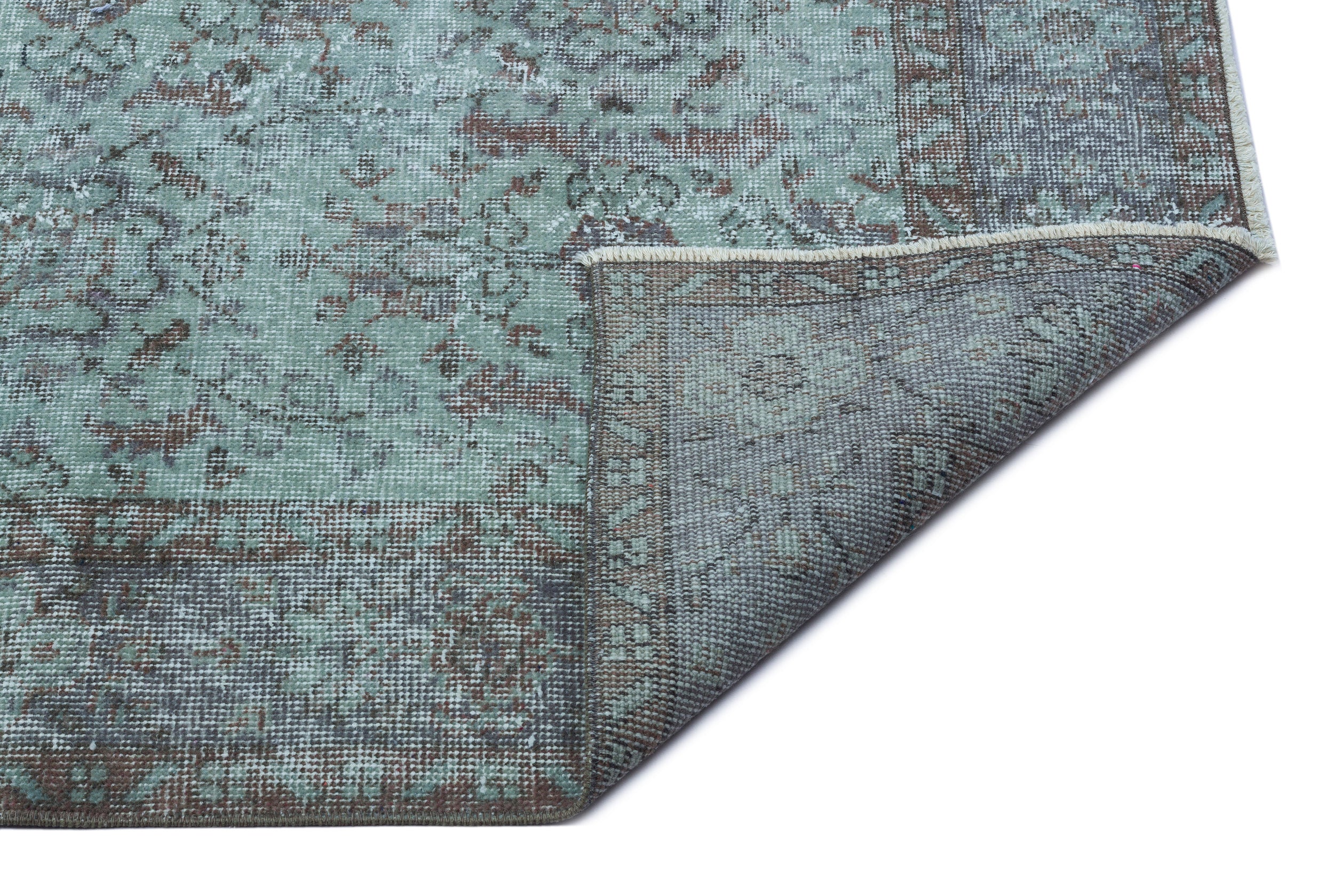 Turquoise  Over Dyed Vintage Rug 6'1'' x 10'0'' ft 185 x 305 cm