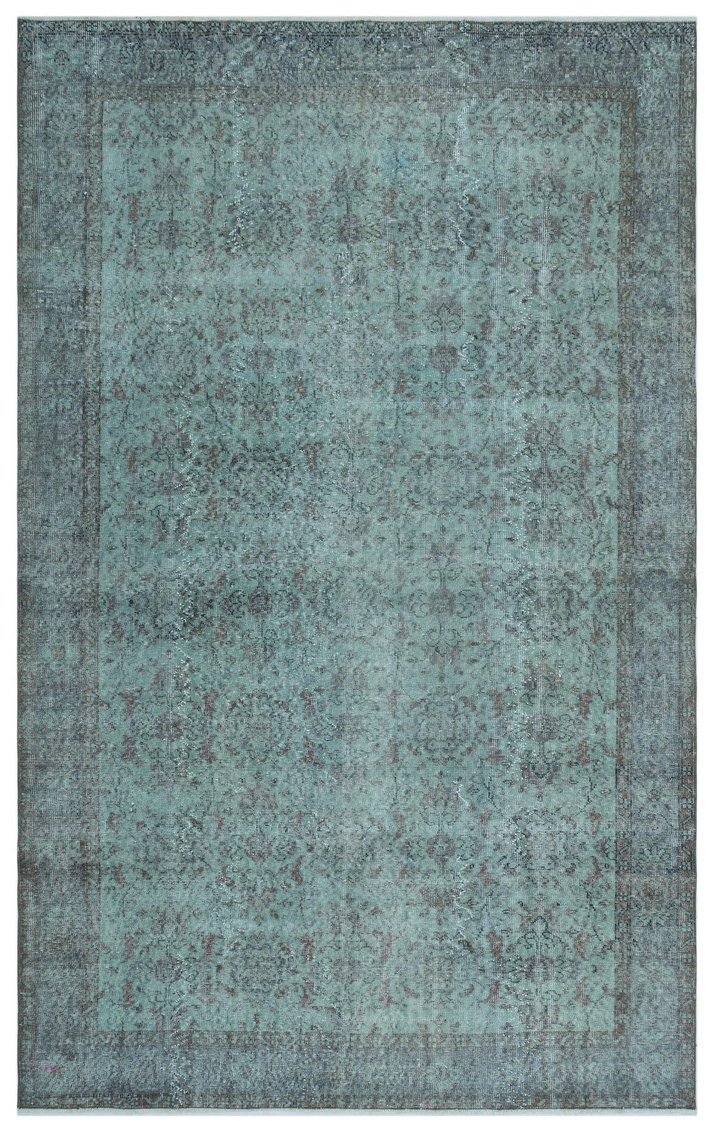 Turquoise  Over Dyed Vintage Rug 6'1'' x 10'0'' ft 185 x 305 cm