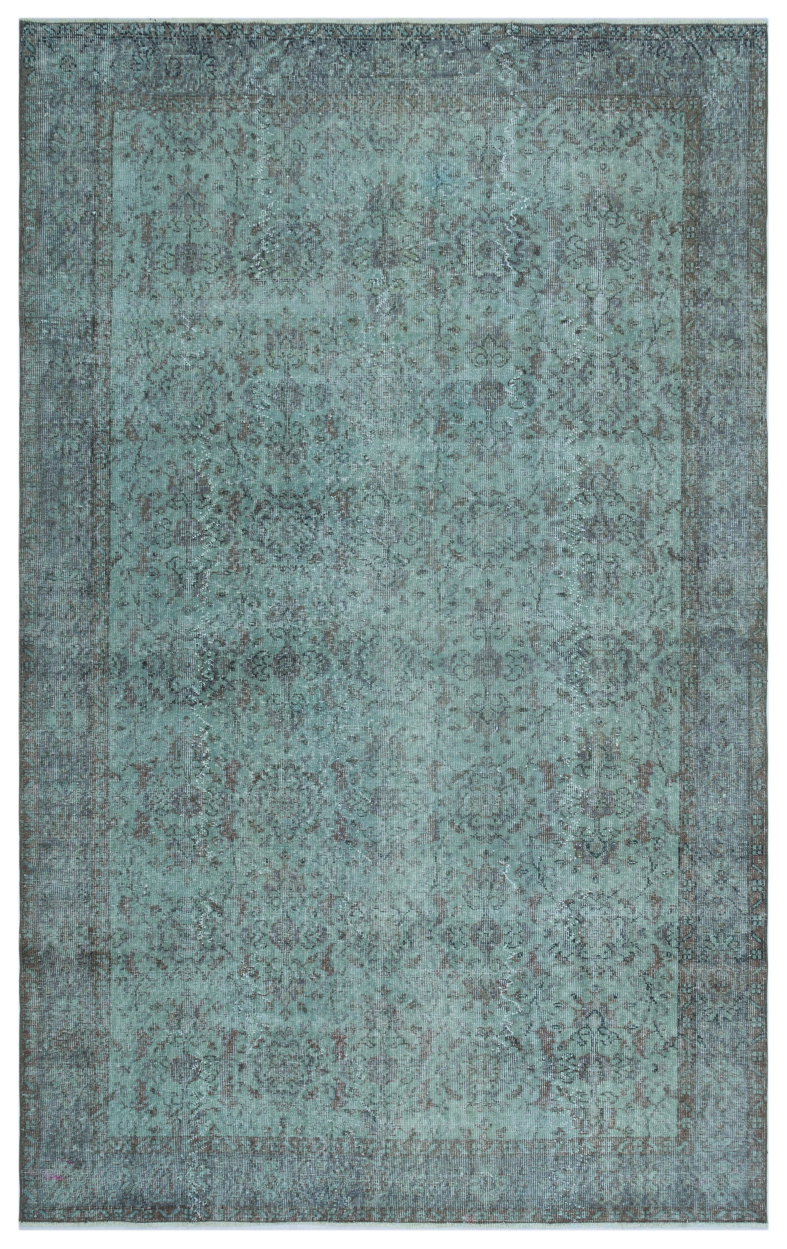 Turquoise  Over Dyed Vintage Rug 6'1'' x 10'0'' ft 185 x 305 cm