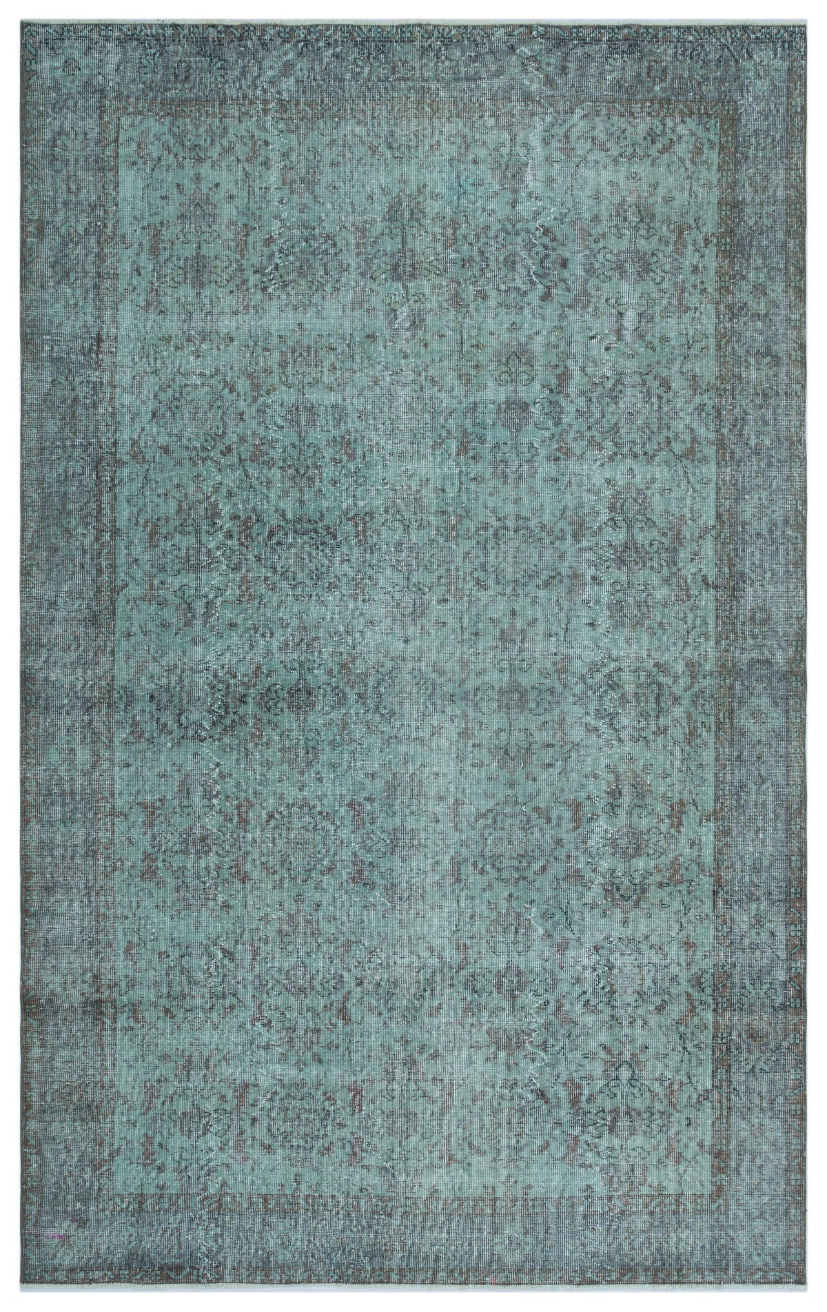 Turquoise  Over Dyed Vintage Rug 6&#39;1&#39;&#39; x 10&#39;0&#39;&#39; ft 185 x 305 cm