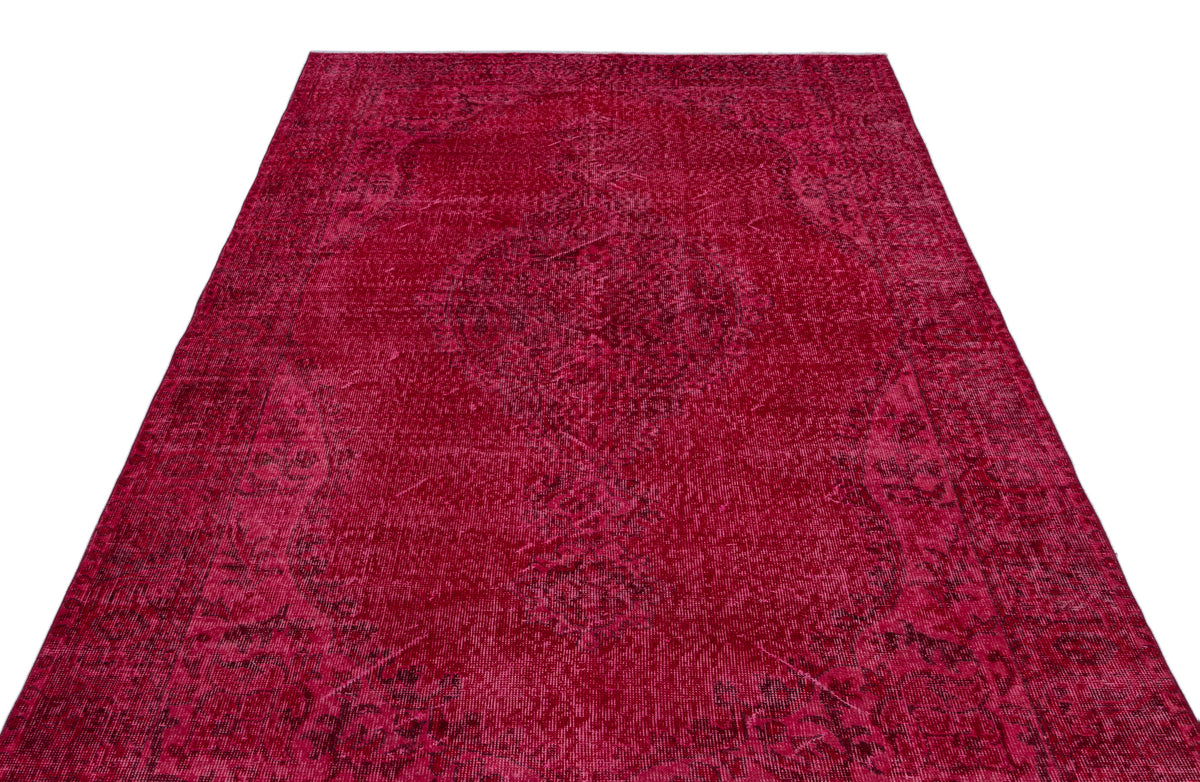 Red Over Dyed Vintage Rug 5&#39;7&#39;&#39; x 9&#39;2&#39;&#39; ft 170 x 280 cm