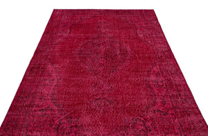 Red Over Dyed Vintage Rug 5'7'' x 9'2'' ft 170 x 280 cm