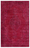 Red Over Dyed Vintage Rug 5'7'' x 9'2'' ft 170 x 280 cm