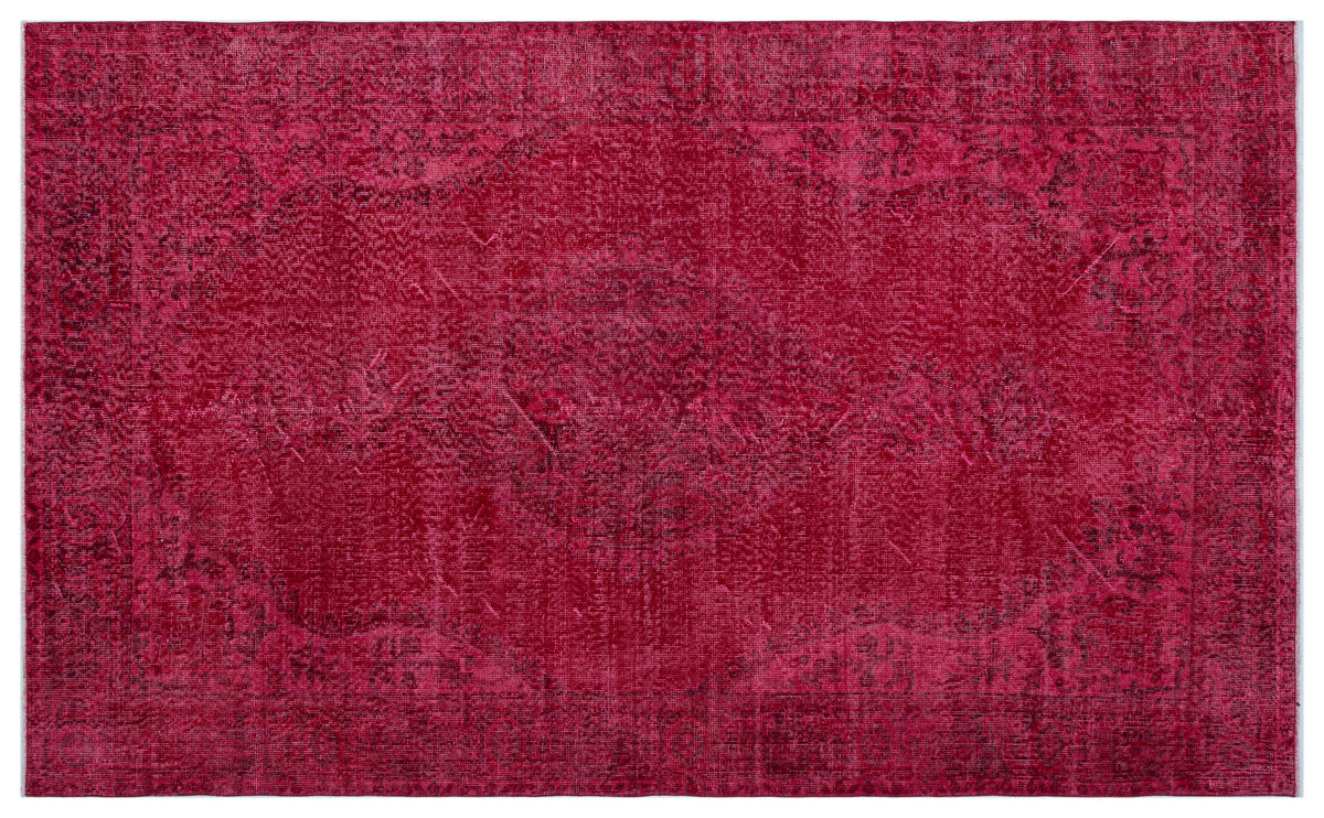 Red Over Dyed Vintage Rug 5&#39;7&#39;&#39; x 9&#39;2&#39;&#39; ft 170 x 280 cm