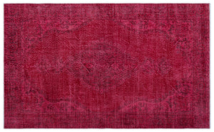 Red Over Dyed Vintage Rug 5'7'' x 9'2'' ft 170 x 280 cm