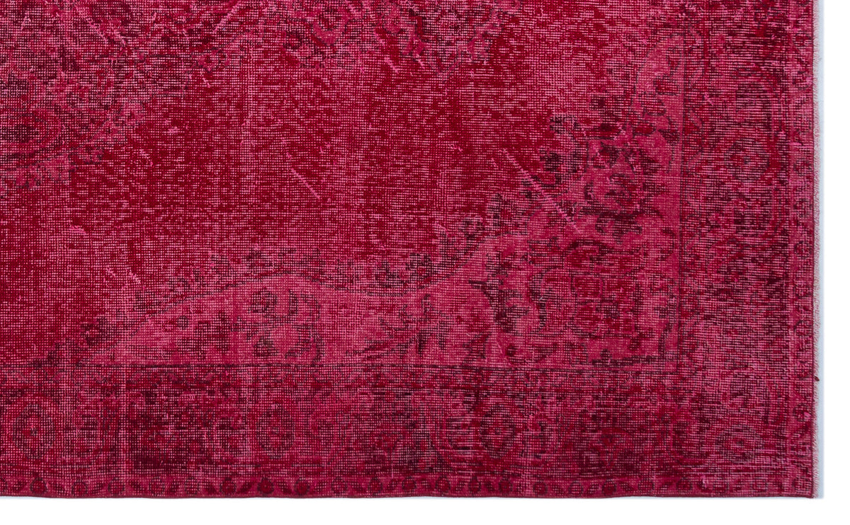 Red Over Dyed Vintage Rug 5&#39;7&#39;&#39; x 9&#39;2&#39;&#39; ft 170 x 280 cm