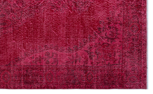 Red Over Dyed Vintage Rug 5'7'' x 9'2'' ft 170 x 280 cm