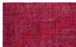 Red Over Dyed Vintage Rug 5'7'' x 9'2'' ft 170 x 280 cm