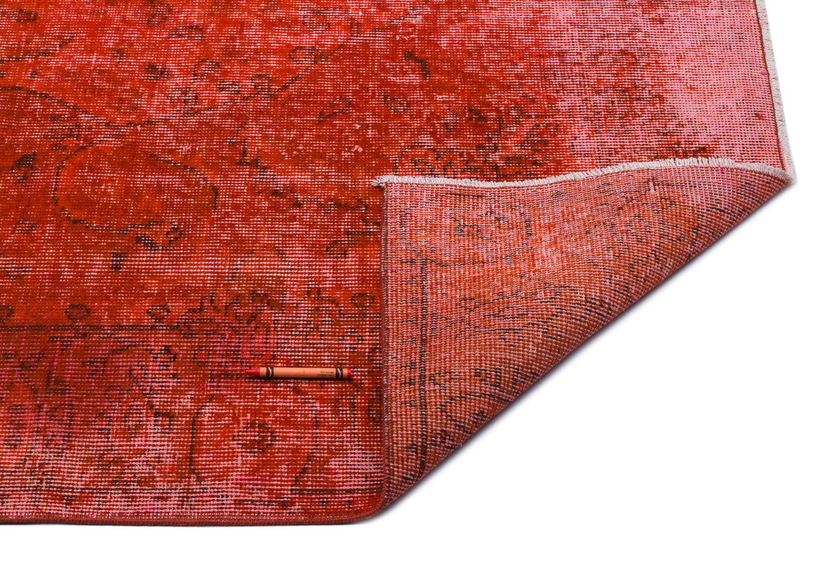 Orange Over Dyed Vintage Rug 5&#39;5&#39;&#39; x 8&#39;9&#39;&#39; ft 165 x 266 cm