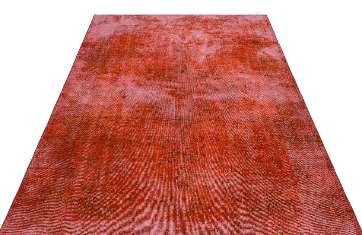 Orange Over Dyed Vintage Rug 5&#39;5&#39;&#39; x 8&#39;9&#39;&#39; ft 165 x 266 cm