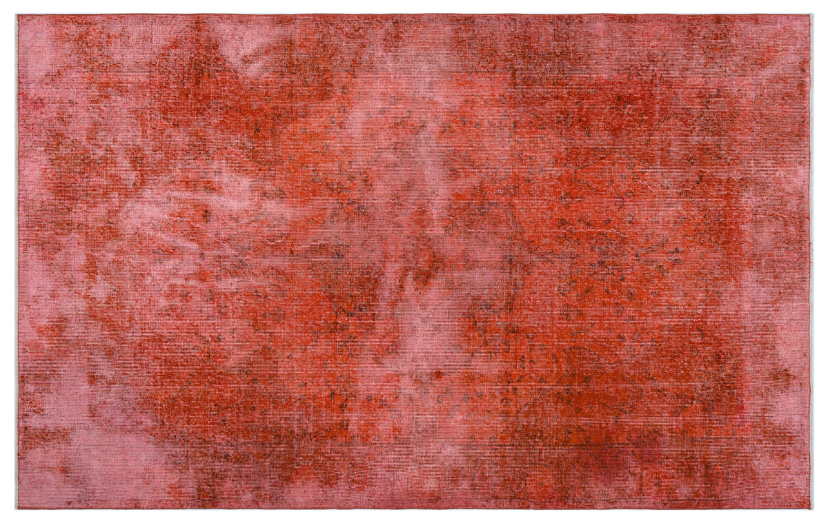 Orange Over Dyed Vintage Rug 5&#39;5&#39;&#39; x 8&#39;9&#39;&#39; ft 165 x 266 cm