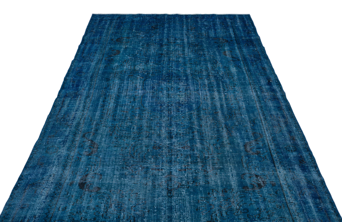 Blue Over Dyed Vintage Rug 5&#39;6&#39;&#39; x 9&#39;10&#39;&#39; ft 168 x 300 cm