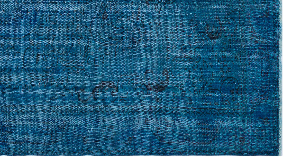 Blue Over Dyed Vintage Rug 5&#39;6&#39;&#39; x 9&#39;10&#39;&#39; ft 168 x 300 cm