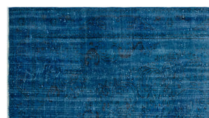 Blue Over Dyed Vintage Rug 5'6'' x 9'10'' ft 168 x 300 cm