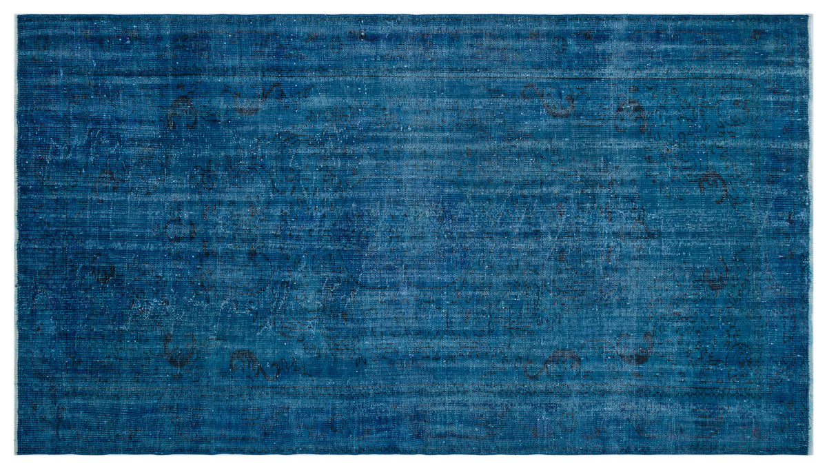 Blue Over Dyed Vintage Rug 5&#39;6&#39;&#39; x 9&#39;10&#39;&#39; ft 168 x 300 cm