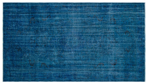 Blue Over Dyed Vintage Rug 5'6'' x 9'10'' ft 168 x 300 cm
