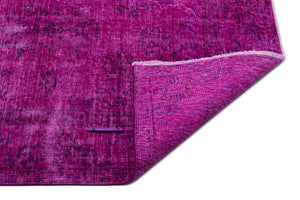 Fuchsia Over Dyed Vintage Rug 6'2'' x 8'10'' ft 187 x 270 cm