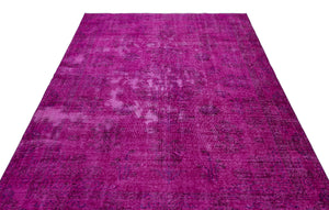 Fuchsia Over Dyed Vintage Rug 6'2'' x 8'10'' ft 187 x 270 cm