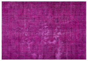 Fuchsia Over Dyed Vintage Rug 6'2'' x 8'10'' ft 187 x 270 cm