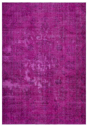 Fuchsia Over Dyed Vintage Rug 6'2'' x 8'10'' ft 187 x 270 cm