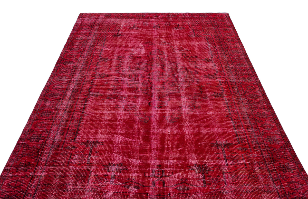 Red Over Dyed Vintage Rug 5&#39;11&#39;&#39; x 9&#39;1&#39;&#39; ft 180 x 277 cm