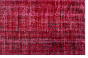 Red Over Dyed Vintage Rug 5'11'' x 9'1'' ft 180 x 277 cm