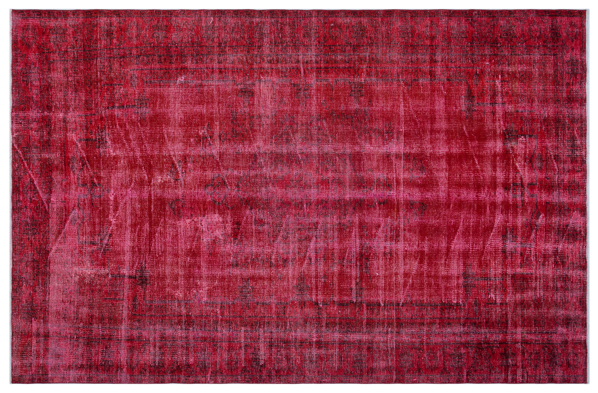 Red Over Dyed Vintage Rug 5&#39;11&#39;&#39; x 9&#39;1&#39;&#39; ft 180 x 277 cm