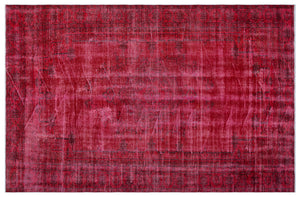 Red Over Dyed Vintage Rug 5'11'' x 9'1'' ft 180 x 277 cm