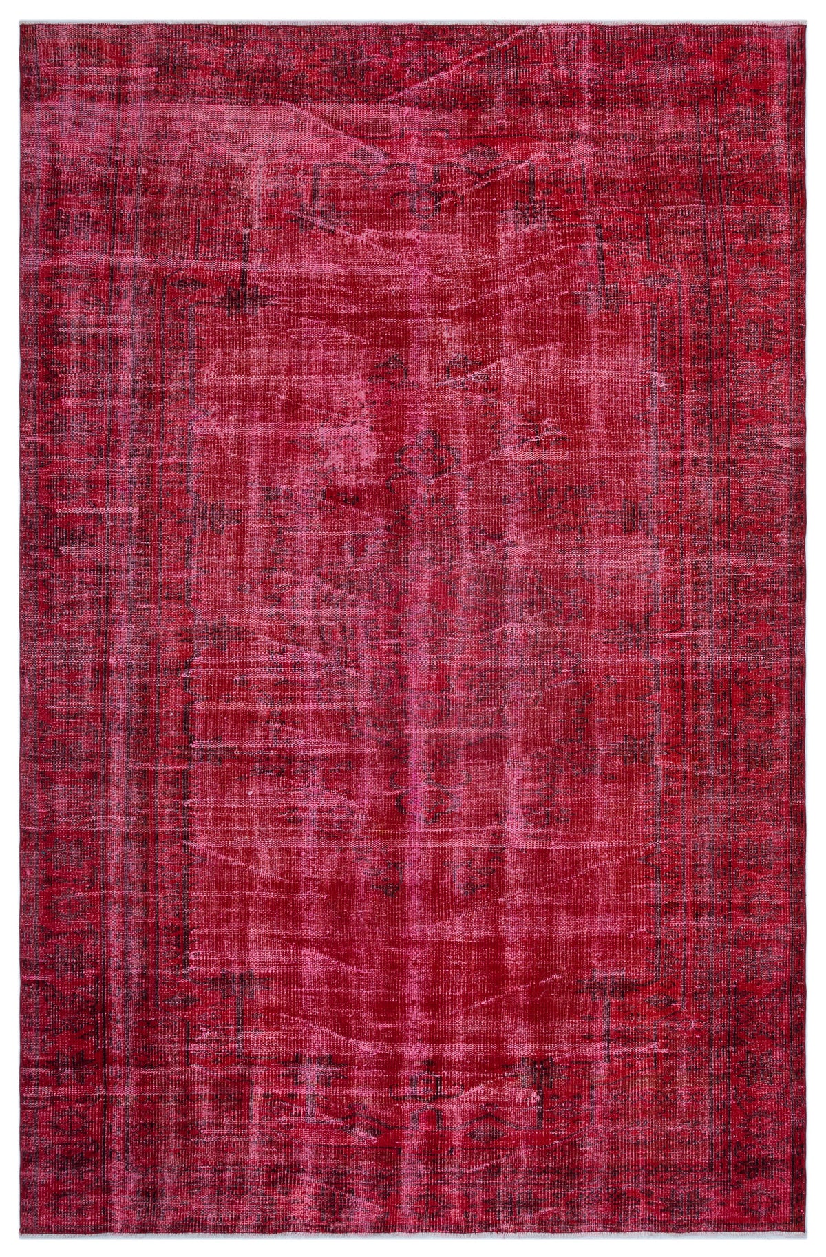 Red Over Dyed Vintage Rug 5&#39;11&#39;&#39; x 9&#39;1&#39;&#39; ft 180 x 277 cm