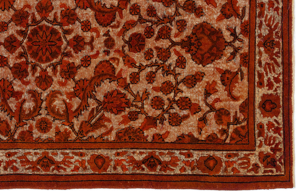 Orange Over Dyed Carved Rug 4'9'' x 8'2'' ft 145 x 248 cm
