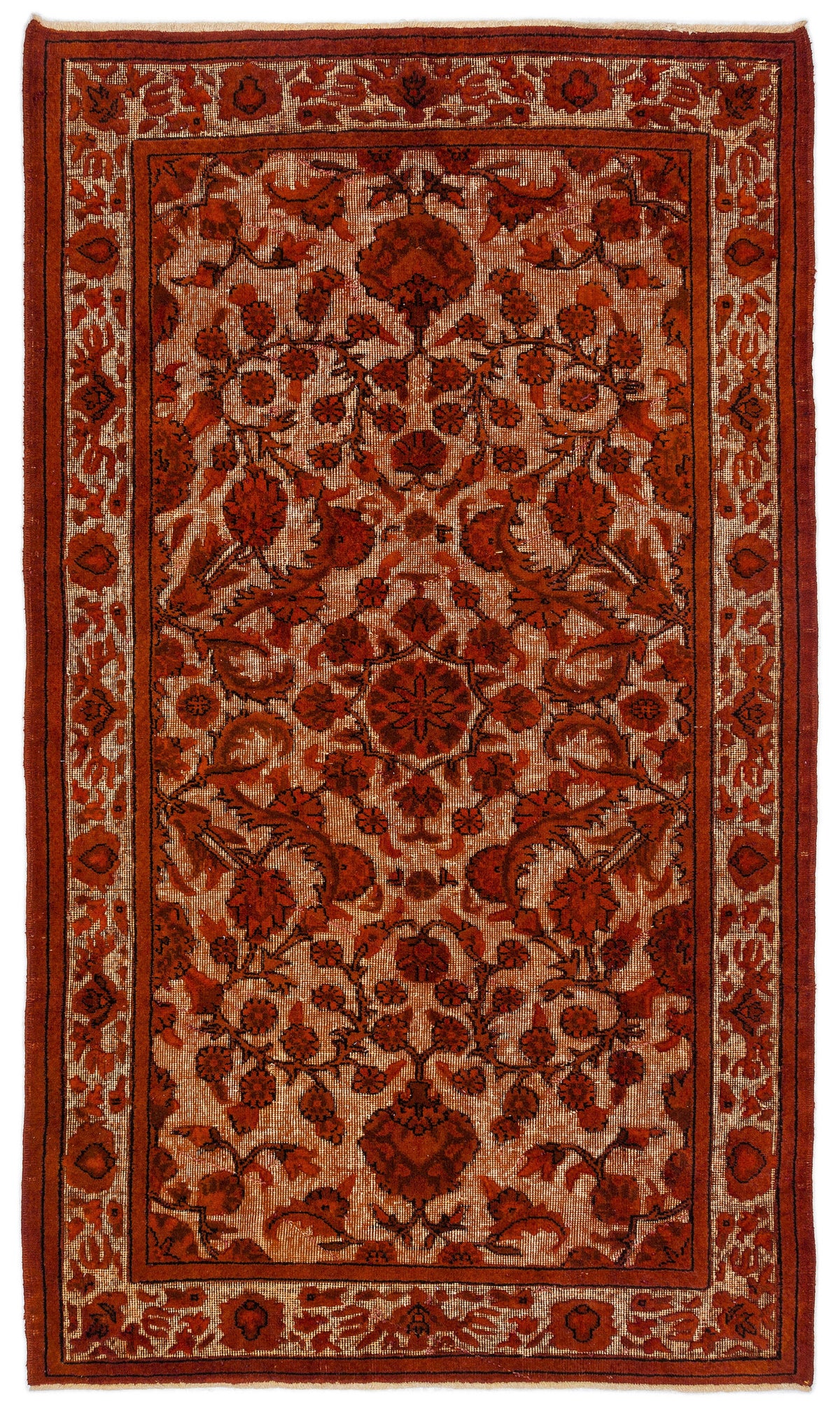 Orange Over Dyed Carved Rug 4&#39;9&#39;&#39; x 8&#39;2&#39;&#39; ft 145 x 248 cm