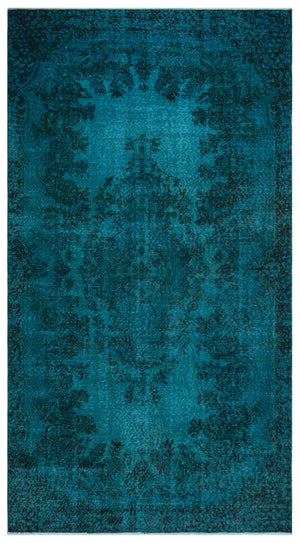 Retro Over Dyed Vintage Rug 5'1'' x 9'3'' ft 155 x 283 cm