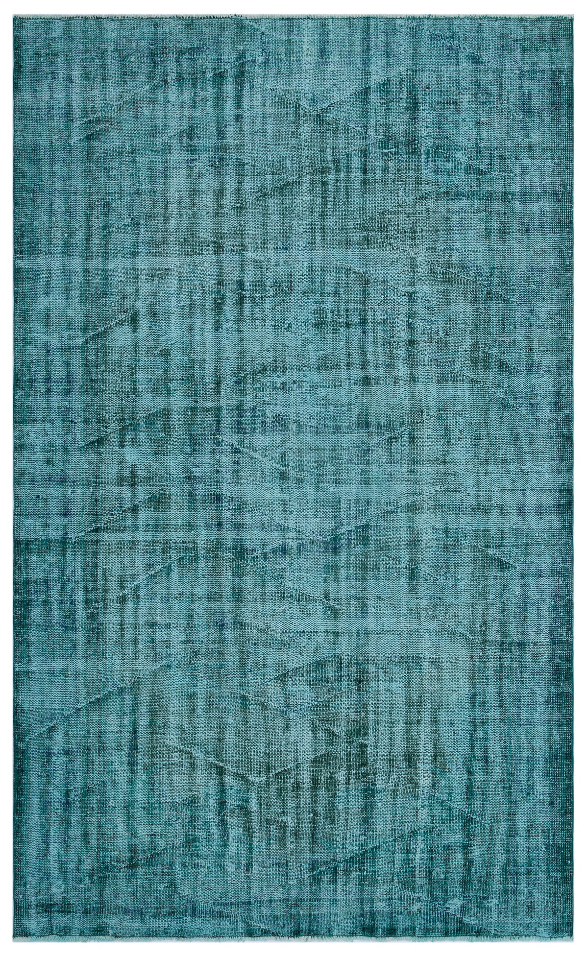 Turquoise  Over Dyed Vintage Rug 5&#39;7&#39;&#39; x 9&#39;3&#39;&#39; ft 170 x 283 cm