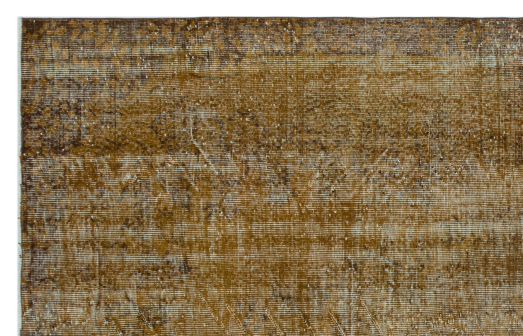 Brown Over Dyed Vintage Rug 5'11'' x 9'5'' ft 181 x 288 cm