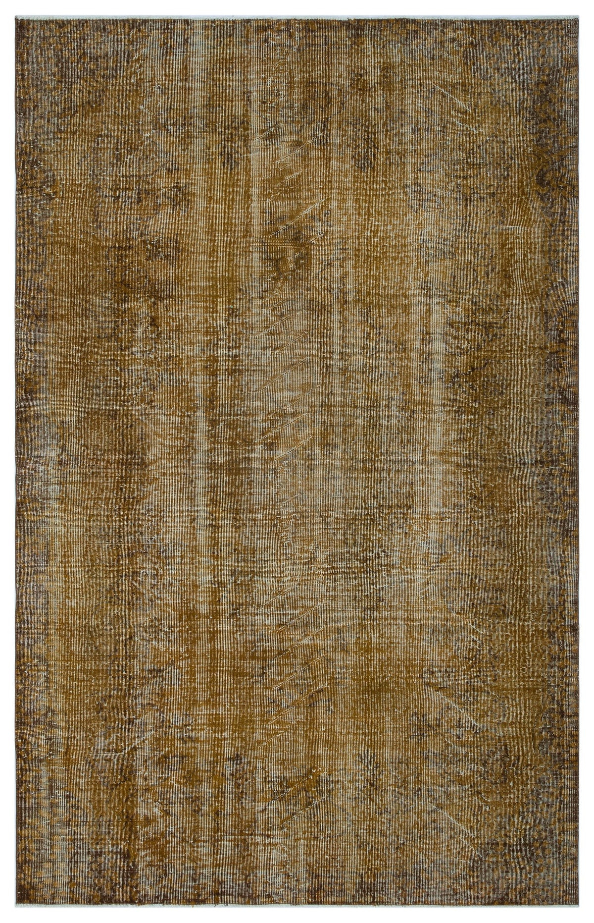 Brown Over Dyed Vintage Rug 5&#39;11&#39;&#39; x 9&#39;5&#39;&#39; ft 181 x 288 cm