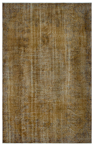 Brown Over Dyed Vintage Rug 5'11'' x 9'5'' ft 181 x 288 cm