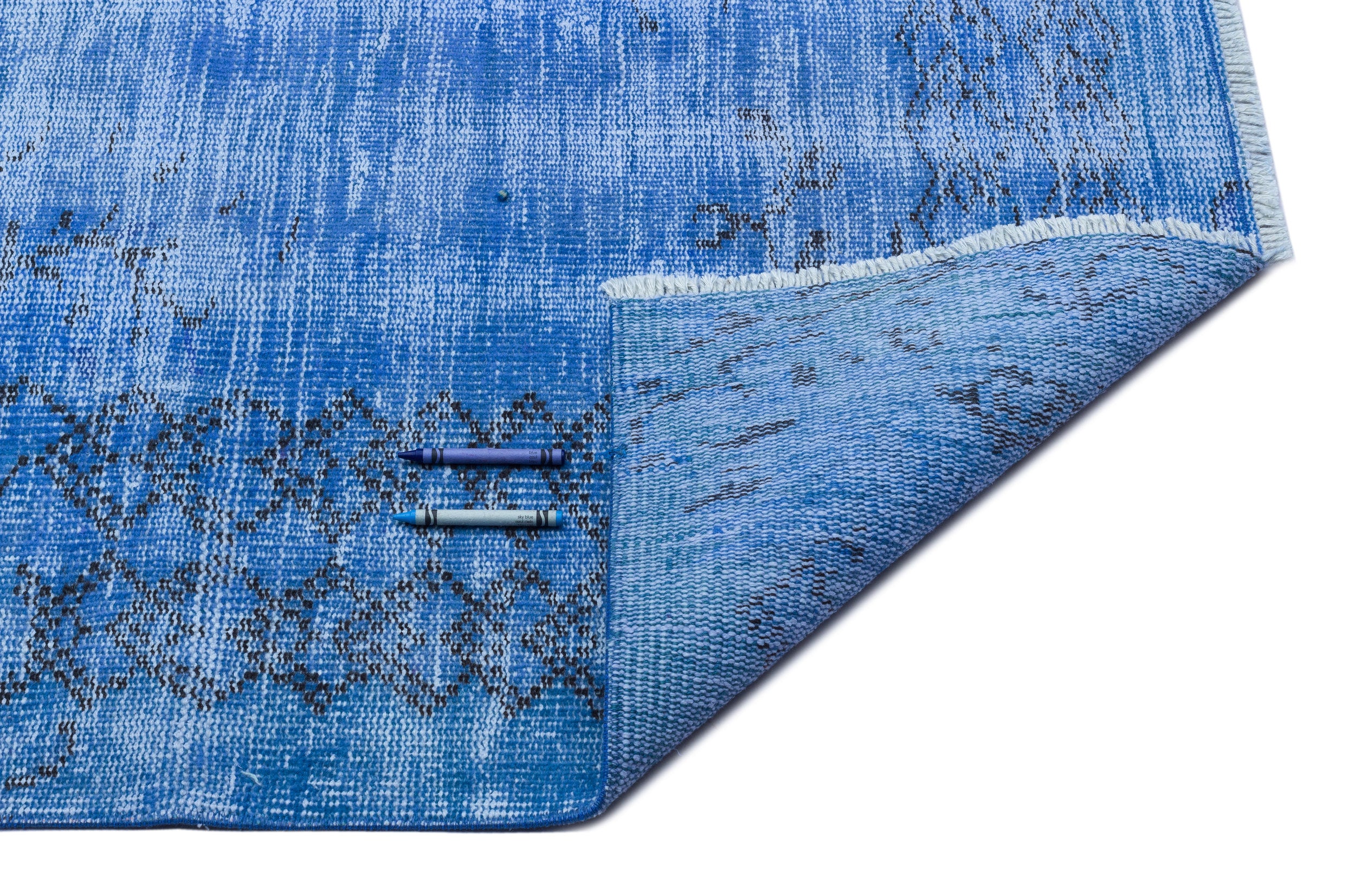 Blue Over Dyed Vintage Rug 5'11'' x 9'9'' ft 180 x 297 cm