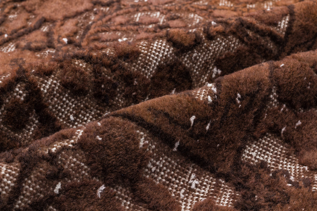 Brown Over Dyed Carved Rug 5&#39;8&#39;&#39; x 9&#39;2&#39;&#39; ft 173 x 279 cm