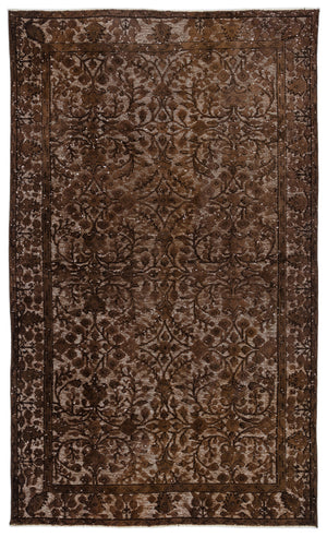 Brown Over Dyed Carved Rug 5'8'' x 9'2'' ft 173 x 279 cm