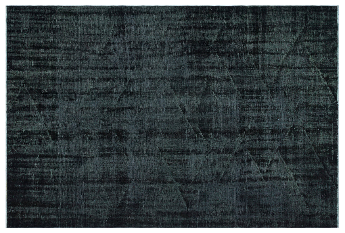 Black Over Dyed Vintage Rug 5&#39;10&#39;&#39; x 8&#39;8&#39;&#39; ft 179 x 264 cm